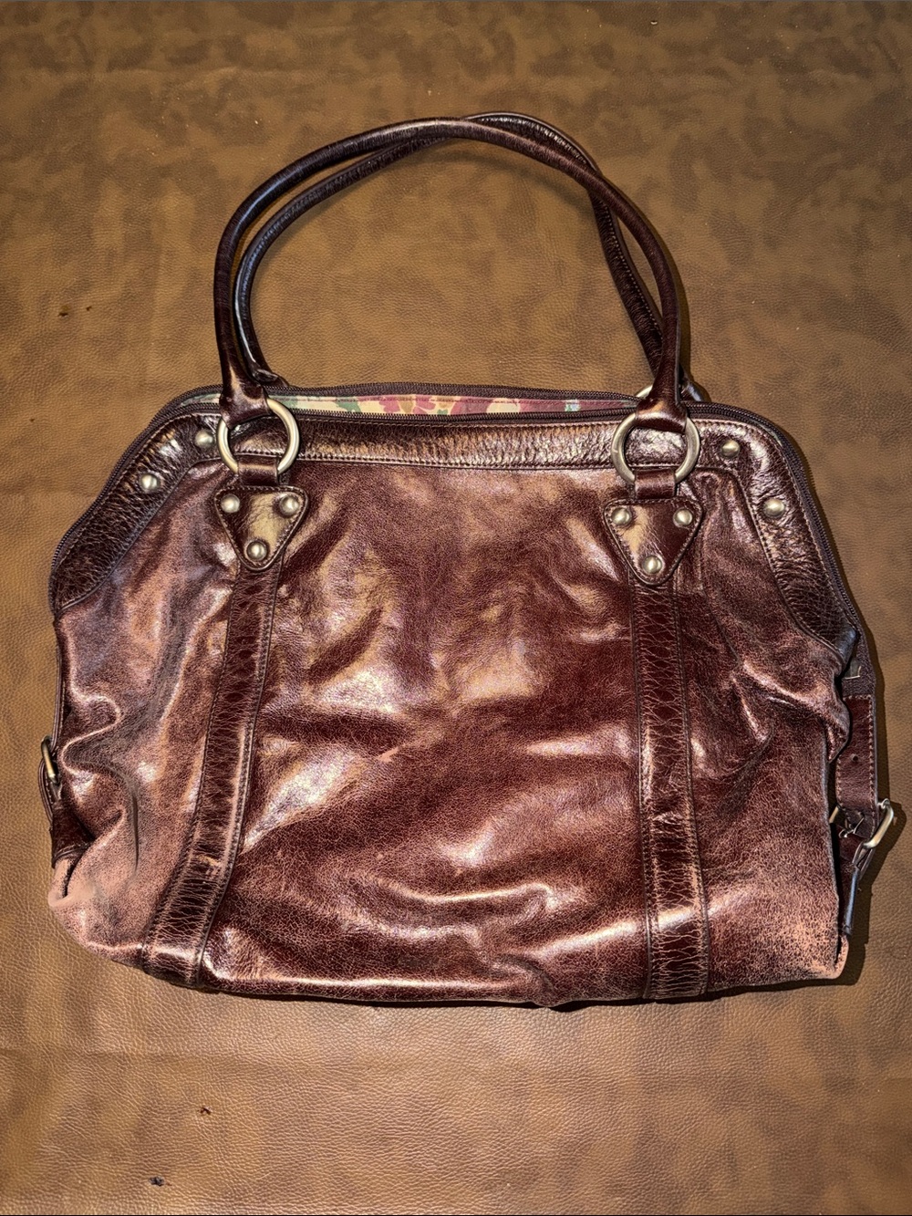 HOBO Classic Brown Leather Shoulder Tote Bag